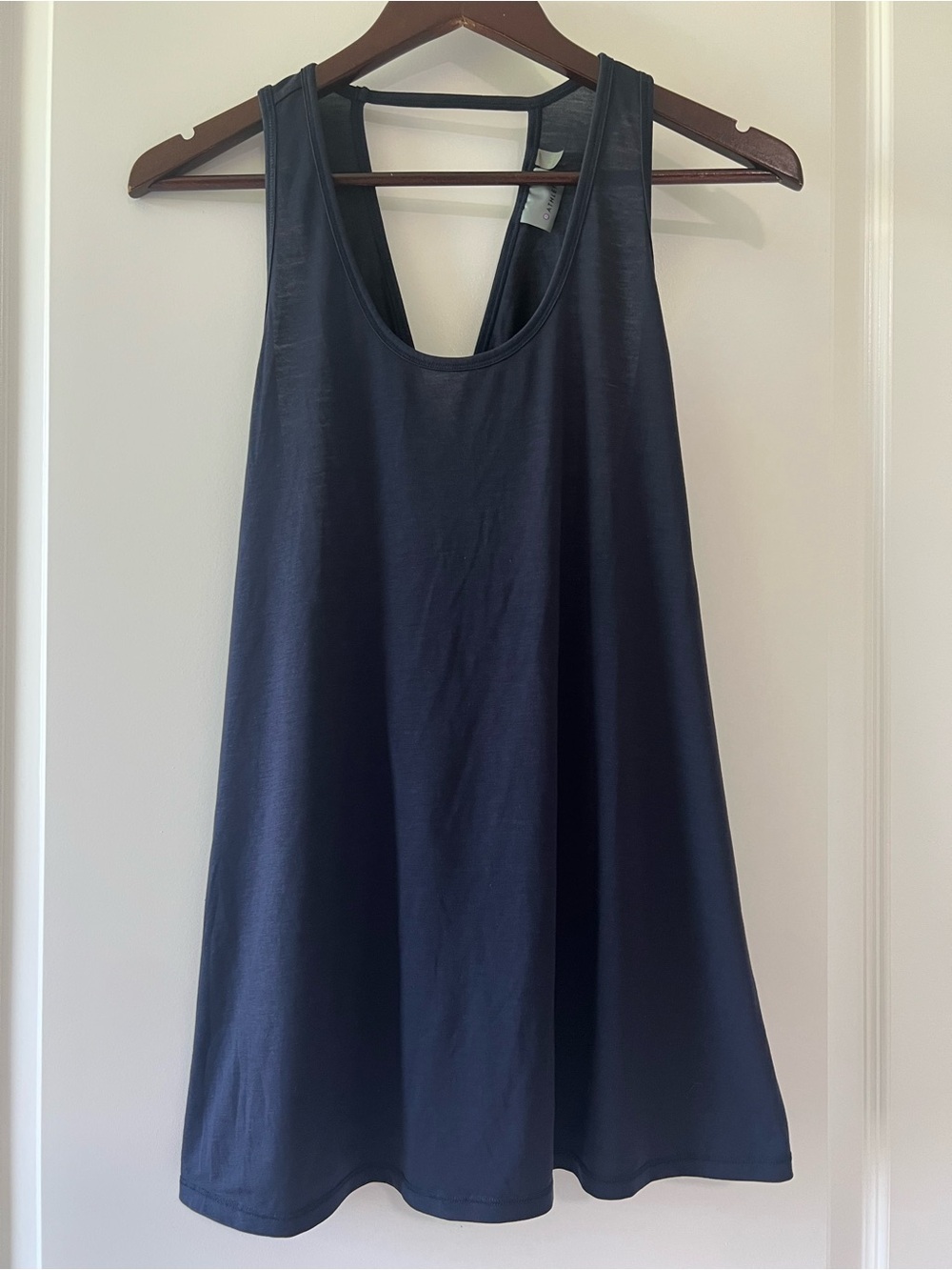 Athleta Essence Tie Back Open Back Yoga Workout Tank Top Navy Blue Women's Sz XL